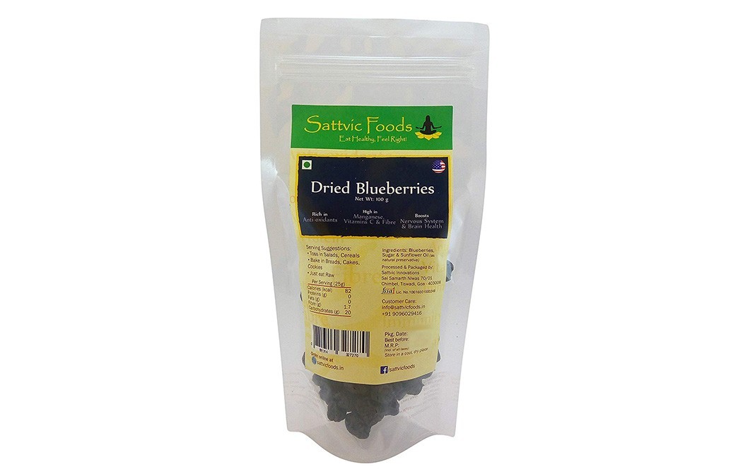 Sattvic foods Dried Blueberries    Pack  100 grams